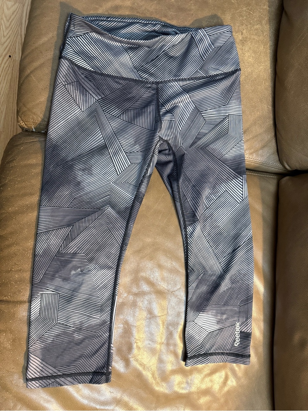 Reebok Black & White Geometric Capri Leggings